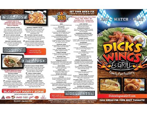Dick's wings & grill - Dick's Wings and Grill is a popular family-oriented restaurant with 16 locations in Florida and Georgia. They offer a variety of menu items including their famous Buffalo-style chicken wings, burgers, salads, sandwiches, and more. With a fun and sports-themed atmosphere, Dick's Wings provides a unique dining experience for both families and sports fans.